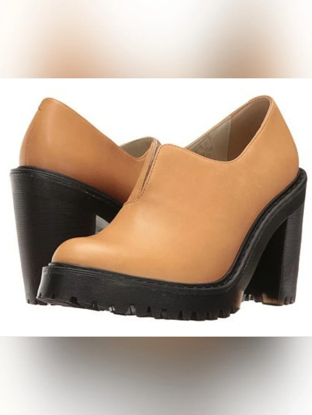DR. MARTENS size 7 Tan Leather CORDELIA AIRWAIR chunky Platform Ankle Boot
